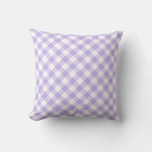 Coussin carreaux vichy écossais damier motif violet