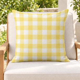 Coussin Carreaux Vichy Jaune Clair Blanc à Carreaux
