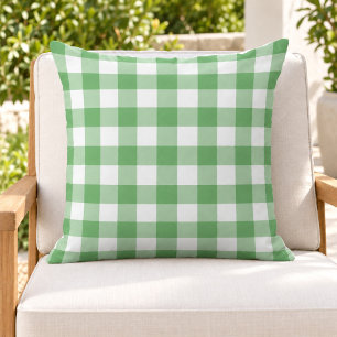 Coussin Carreaux Vichy Verts Classiques à Carreaux Blancs