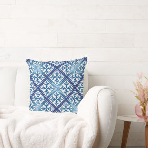 Coussin Carrelage bleu méditerranéen Carrelage géométrique