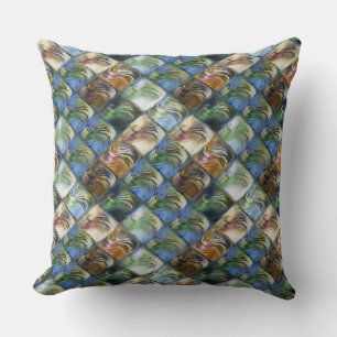 Coussin Carrelage coloré et poli en bois ou en pierre
