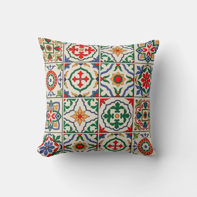 Coussin Carrelage marocain : Motif coloré sans couture. (Recto)