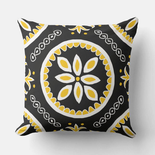 Coussin Carrelage Talavera noir (Recto)