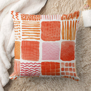 Coussin Carrés aquarelles ludiques Abstrait bohème chaud