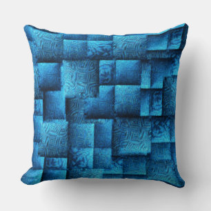 Coussin Carrés bleu vif au design tribal abstrait