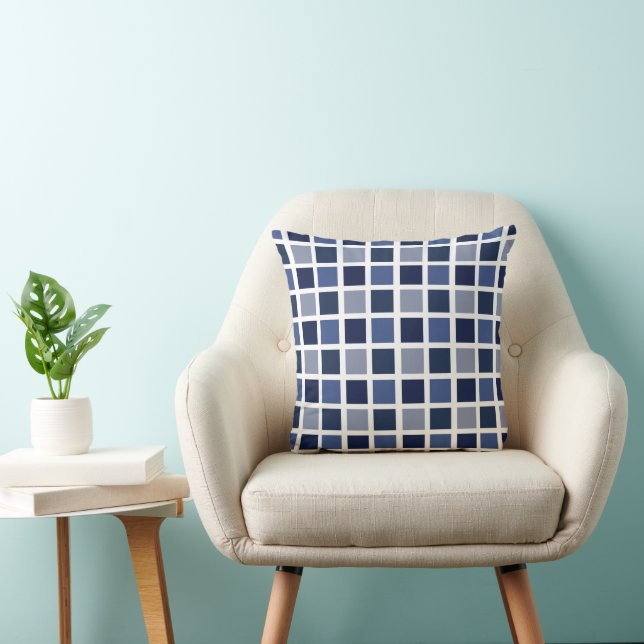 Coussin Carrés Bleus à Motif Écossais (Chaise)