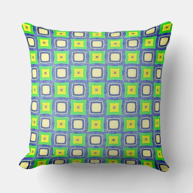 Coussin Carrés bleus et verts (Recto)