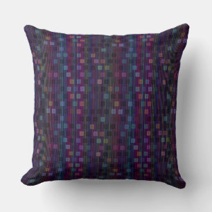 Coussin Carrés bleus, verts, violets, roses avec des rayur