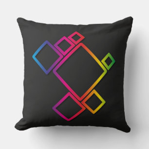 Coussin Carrés colorés incroyables sur fond noir n°1