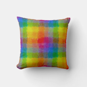 Coussin Carrés d'aquarelle arc-en-ciel