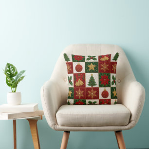 Coussin Carrés de courtepointe de Noël