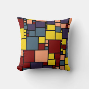 Coussin Carrés de mosaïque rétro   Art Abstrait 2