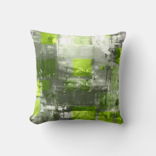 Coussin Carrés de mosaïque rétro   Grunge vert