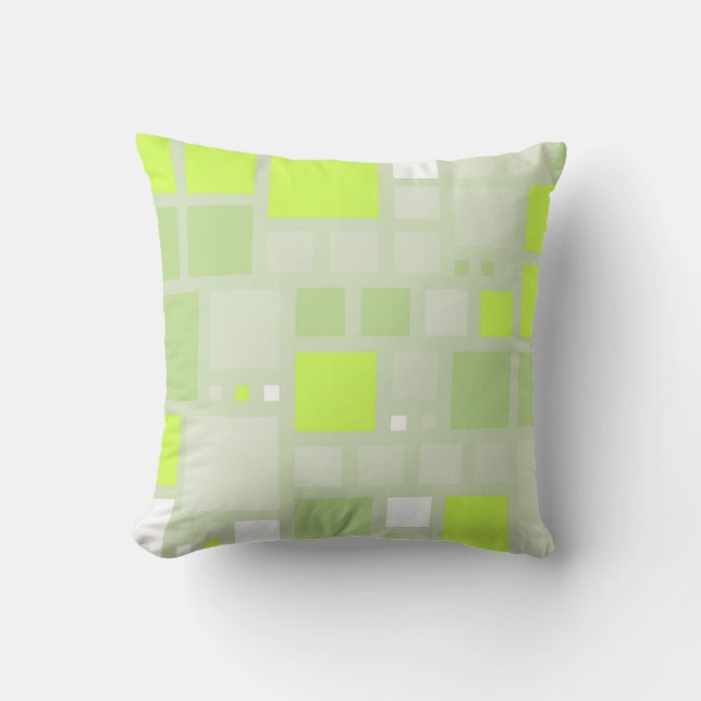 Coussin Carrés de mosaïque rétro | Lime verte (Recto)