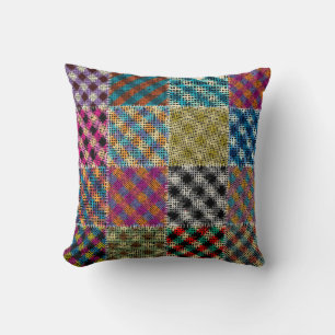 Coussin Carrés de toile arrondie Patchwork Vintage