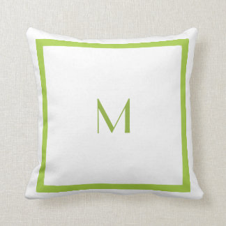 Coussin Carrés de vert de chaux avec le monogramme