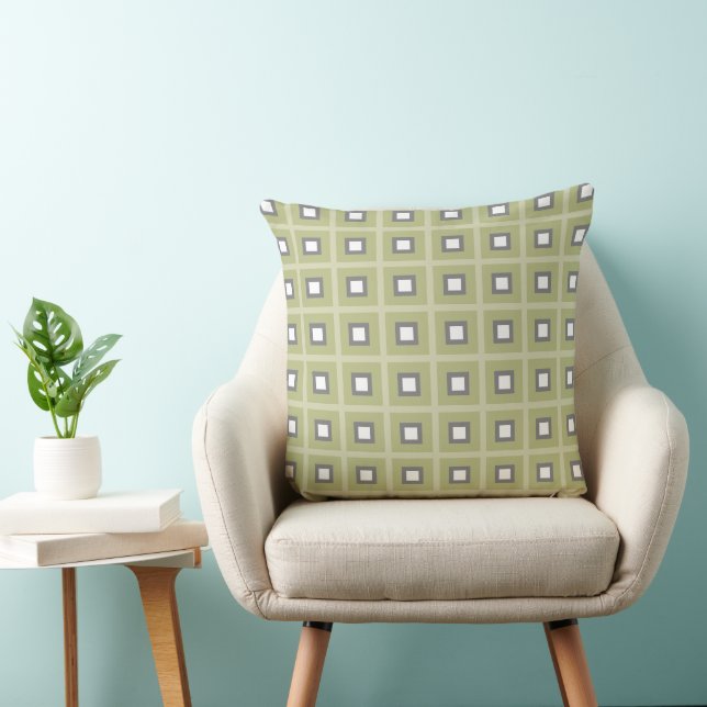 Coussin Carrés En Carré - Blanc Gris Olive (Chaise)