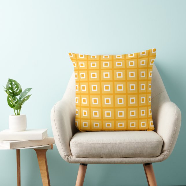 Coussin Carrés En Carré - Blanc Orange (Chaise)