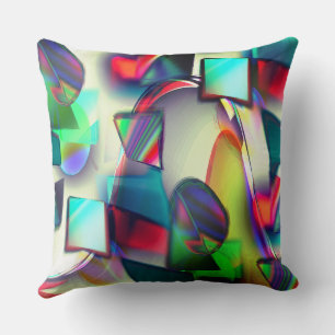 Coussin Carrés et cercles aux courbes colorées avec métal