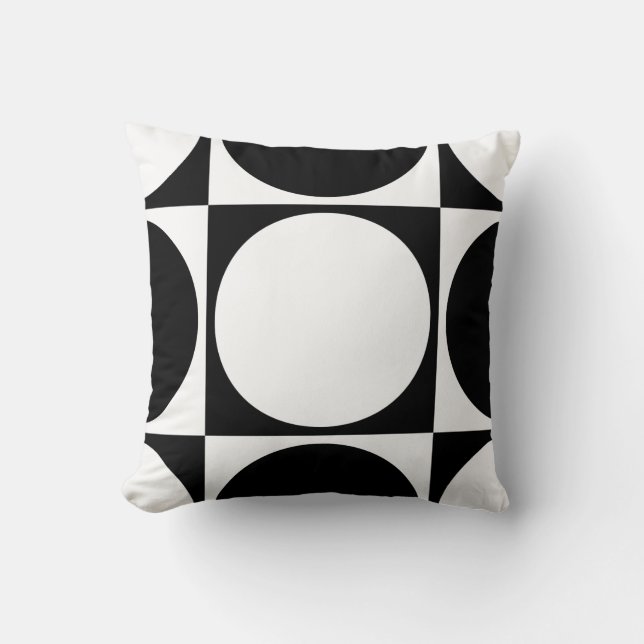 Coussin Carrés et cercles noirs&blancs (Recto)