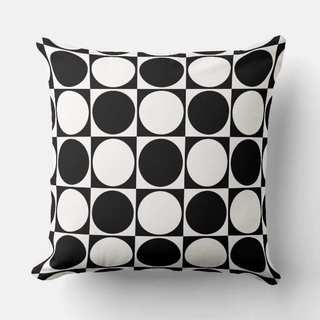 Coussin Carrés et cercles noirs&blancs (Recto)