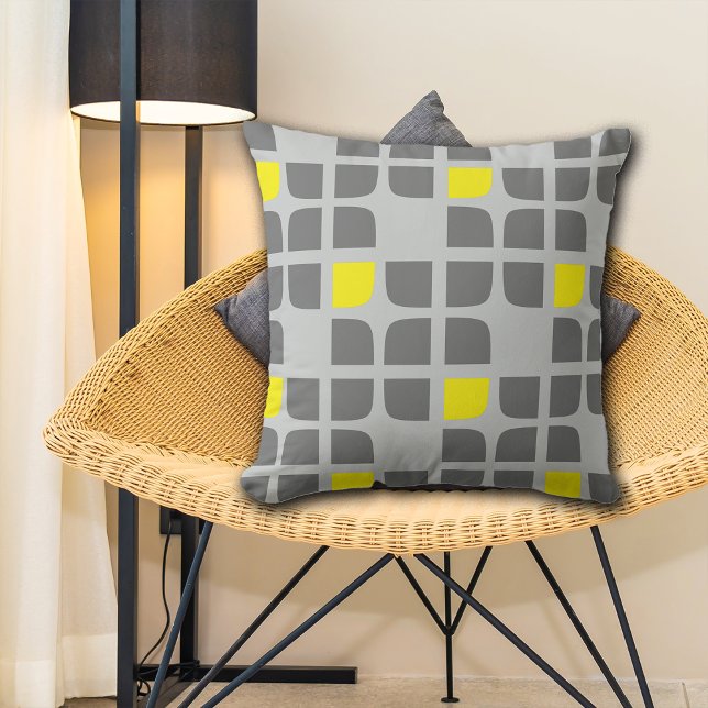Coussin Carrés géométriques gris et jaunes à lancer oreill (Créateur téléchargé)