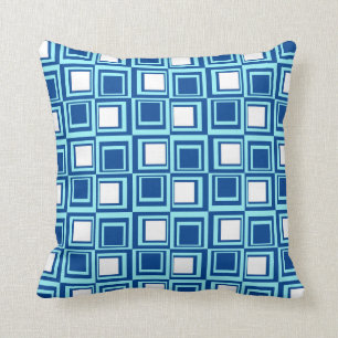 Coussin Carrés modernes, lumière et indigo foncé avec l