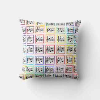 Coussin Carrés musicaux encadrés d'arc-en-ciel