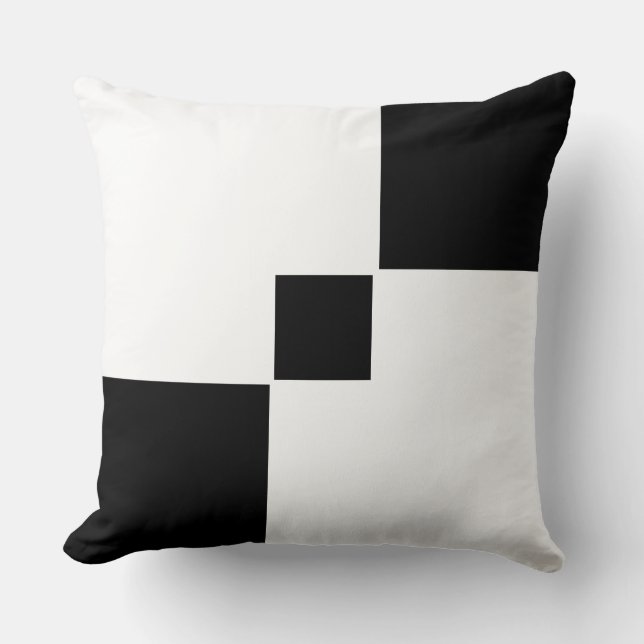 Coussin Carrés noirs abstraits sur fond blanc (Recto)