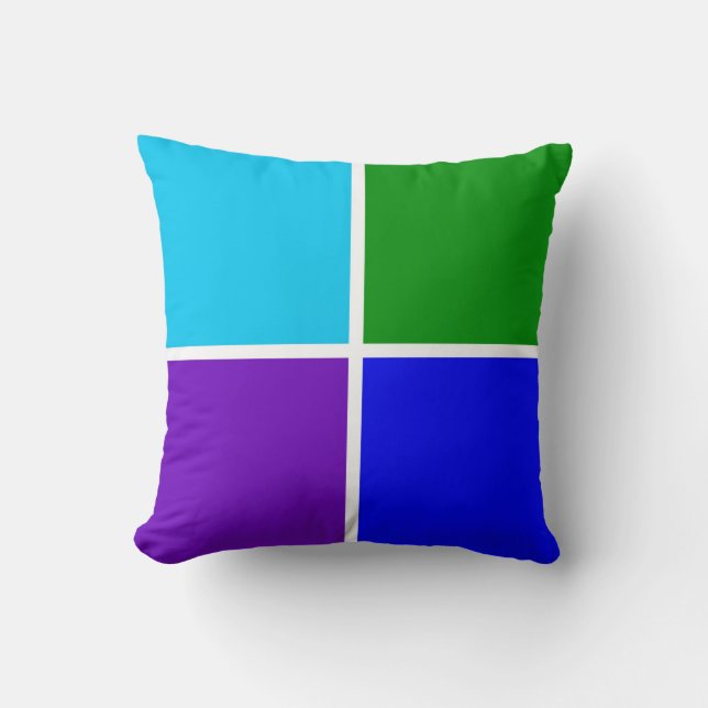 Coussin Carrés Peacock Bleu, Vert et Violet (Recto)