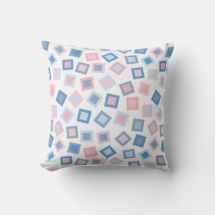 Coussin Carrés rose et bleu