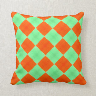Coussin Carrés verts et oranges de THP - 067 -