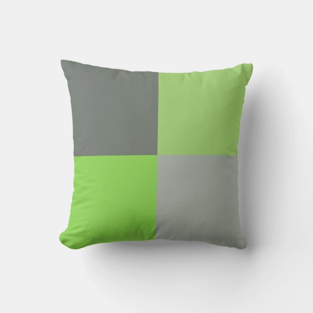 Coussin Carrés verts gris et citron vert (Recto)