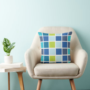 Coussin Carrés Vichy Bleu Vert