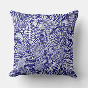 Coussin Carte Abstraite - Deep Navy Blue sur blanc