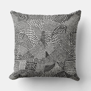 Coussin Carte Abstraite - Noir sur Blanc