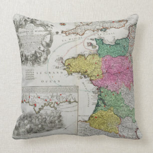 Coussin Carte allemande montrant des attaques navales