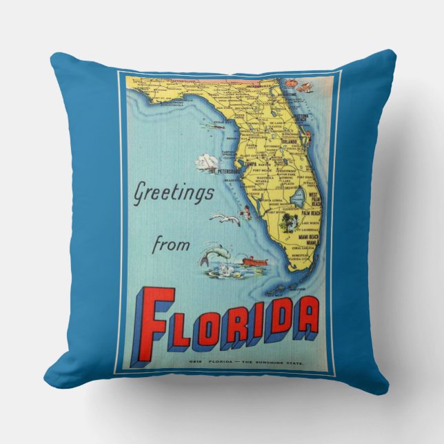 Coussin Carte ancienne de Floride (Recto)