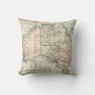 Coussin Carte ancienne de l'Australie blanche rustique vin