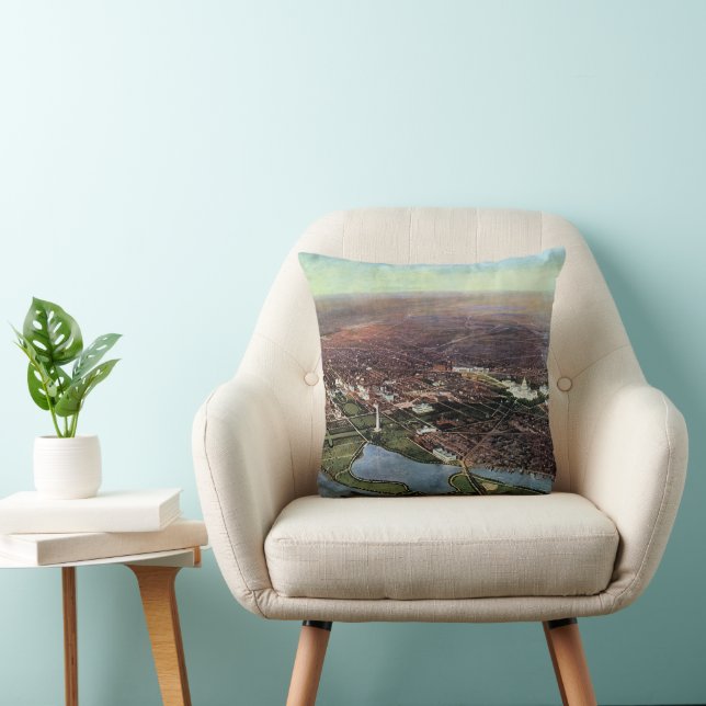 Coussin Carte ancienne de Washington DC et de la rivière P (Chaise)