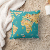 Coussin Carte animale du monde pour des enfants (Couverture)
