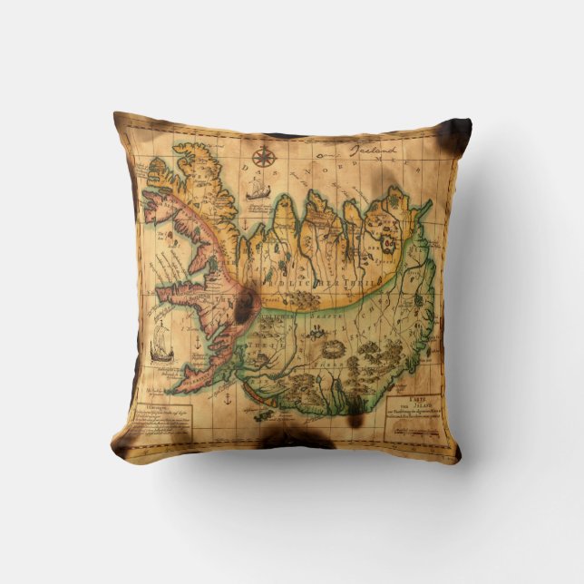 Coussin Carte antique de carreau de l'Islande (Recto)