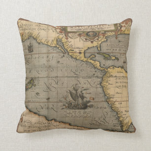 Coussin Carte antique de l'océan pacifique