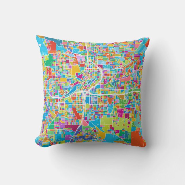 Coussin Carte colorée d'Atlanta (Recto)