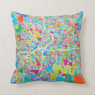 Coussin Carte colorée d'Atlanta