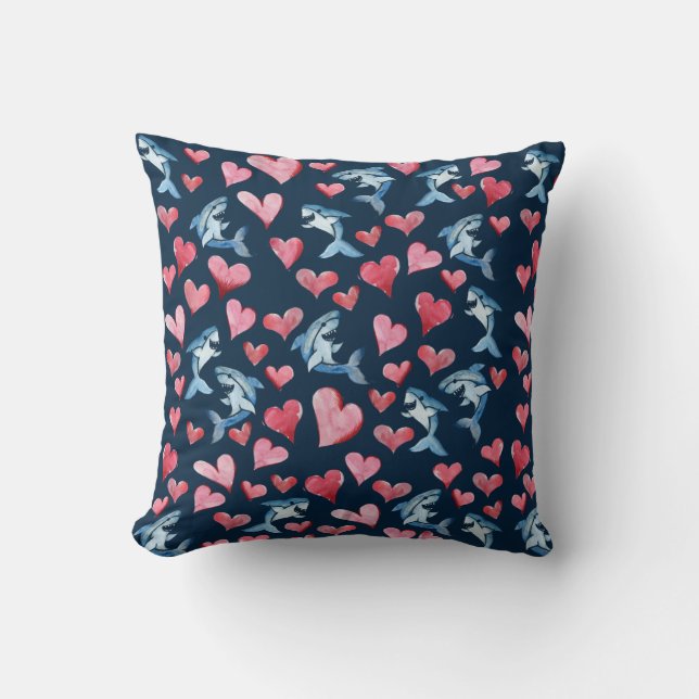 Coussin Carte d'amoureux des requins (Recto)