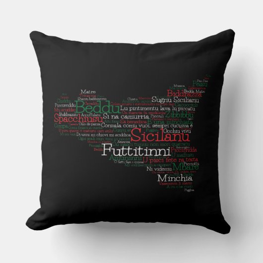 Coussin Carte d'art Word sicilien (Recto)