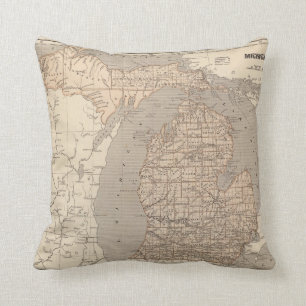 Coussin Carte d'atlas du Michigan