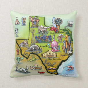 Coussin Carte de bande dessinée du Texas