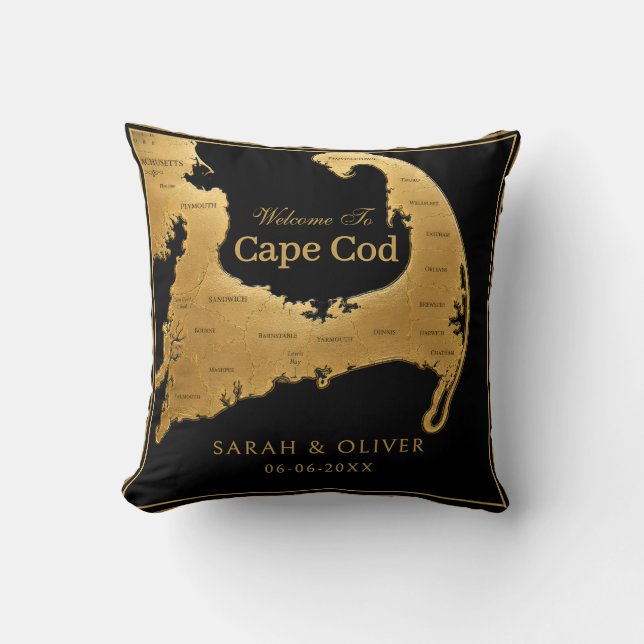Coussin Carte de bienvenue élégante de Cape Cod (Recto)